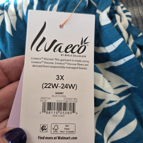 ‼️3/$30‼️  Blue/White Leaf Print Shorts Womens 3X Tropical Lightweight Beach - Picture 7 of 7